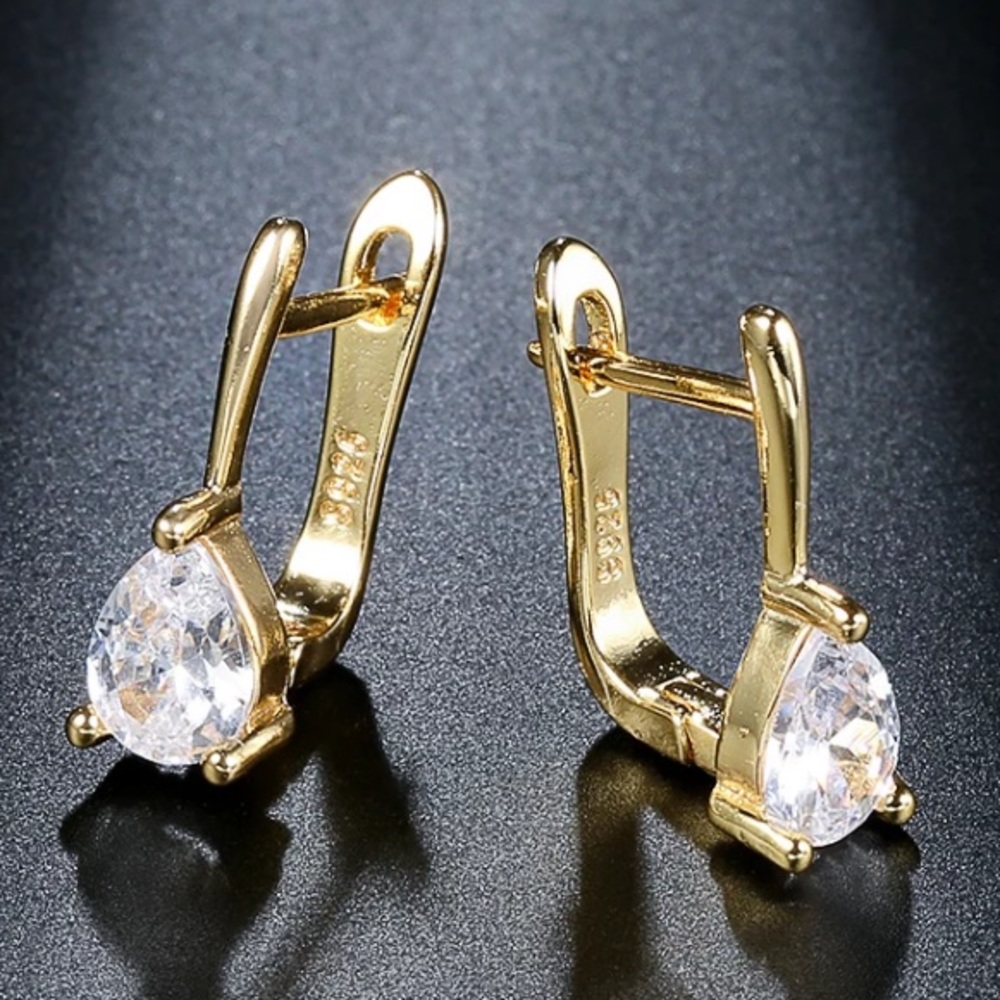 NWOT 18K yellow gold sterling silver earrings - Picture 2 of 4